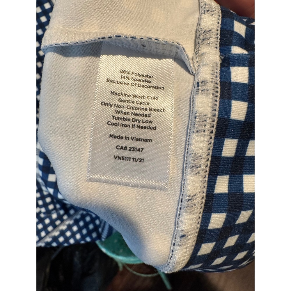 T by Talbots Sunshirt Swim Jacket Blue White Gingham UPF 50+ Large Petite LP - Picture 4 of 7